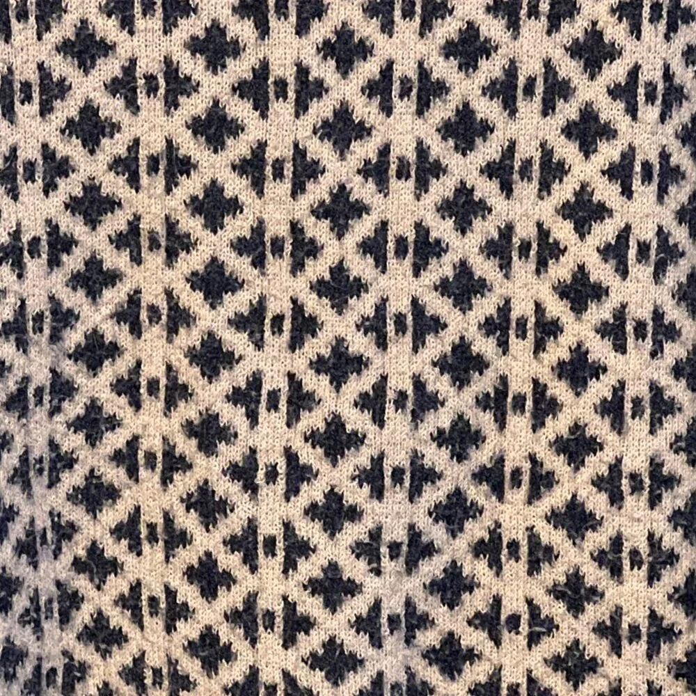 Blue & Cream Scandi Pattern Oversized Turtleneck Sweater - Picture 2 of 2